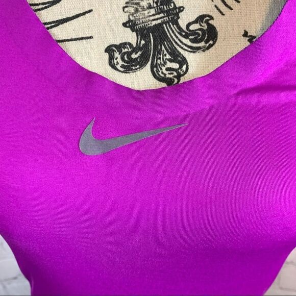 Nike Pro Dri Fit Long Racerback Tank Top Purple Fitted Womens Extra Small - Picture 4 of 11